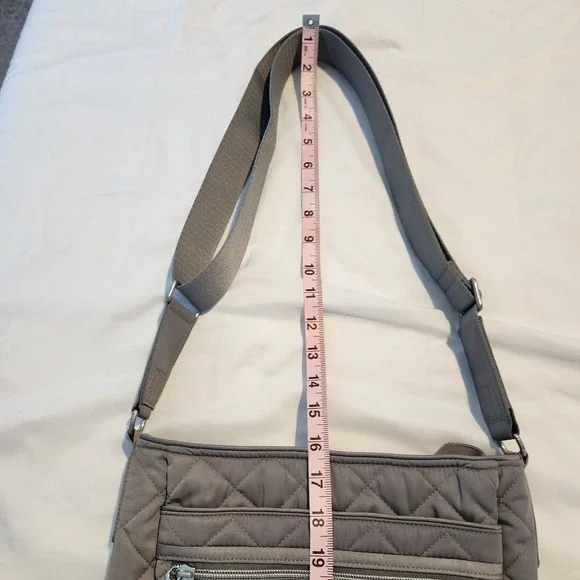 Vera Bradley Crossbody Bag Quilted Triple Zip Gray Shoulder Purse - Picture 11 of 11